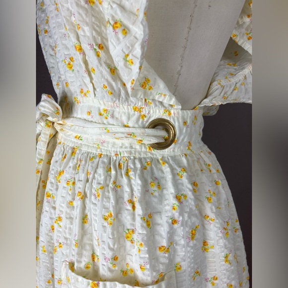 1960s / 1970s Design House Cotton Floral Apron Dress - Vintage Pinafore - Medium - Picture 8 of 8